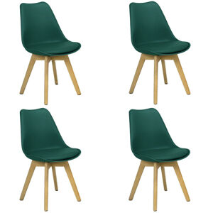 Jídelní Židle Woody, Tmavě Zelené, Sada 4ks